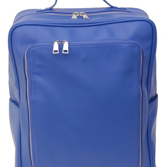 BLUE BACKPACK MONOCHROME VEGAN LEATHER - Picture 2 of 5